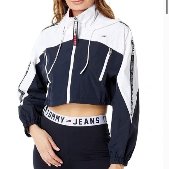 TOMMY HILFIGER Cropped Colorblock Windbreaker Jacket 🇺🇸 RARE Color Combo 🔥 Sm - Picture 4 of 7